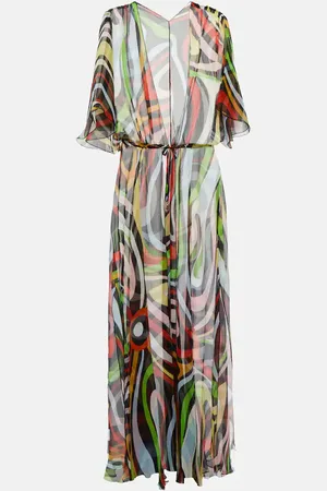 Puccini Robe de plage Marmo imprimée en soie