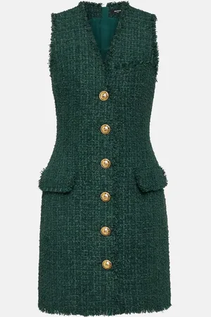 Balmain Robe en tweed de laine mélangée