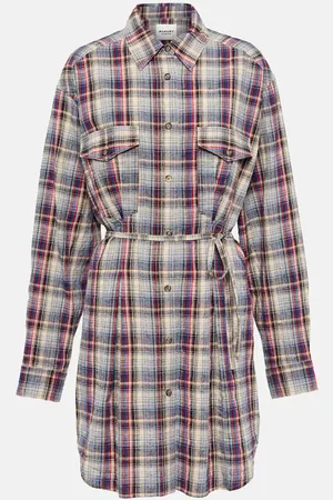 Marant Etoile Robe Liliane en coton et lin à carreaux