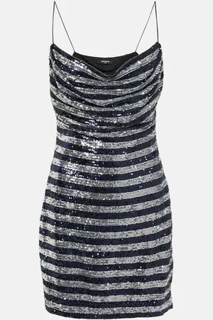 Balmain Robe rayée à sequins