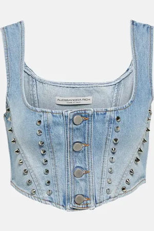 Alessandra Rich Top raccourci en jean