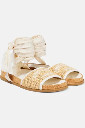 Jimmy Choo Sandales Gal Flat en raphia à logo
