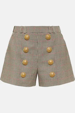 Balmain Short à taille haute à carreaux