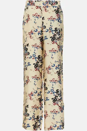 ASCENO Pantalon ample London en soie à fleurs