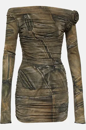 BLUMARINE Robe imprimée à encolure bardot