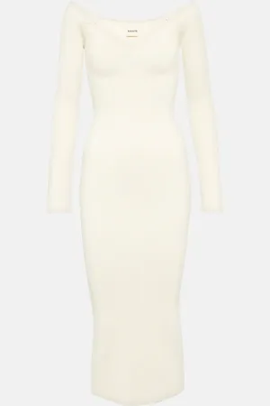 Khaite Robe midi Pia à encolure bardot