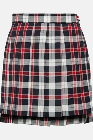 Thom Browne Mini-jupe plissée en laine mélangée