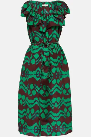 ULLA JOHNSON Robe midi Anora en soie imprimée
