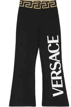 VERSACE Pantalon évasé en coton mélangé à logo