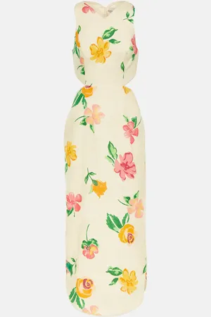 ALÉMAIS Alémais Robe midi en lin à fleurs