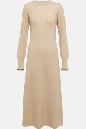 Brunello Cucinelli Robe midi en alpaga et coton