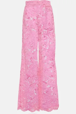 Dolce & Gabbana Pantalon ample à taille haute en dentelle
