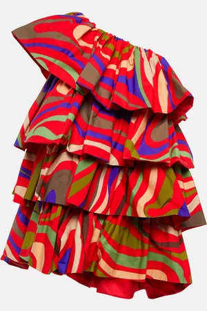 Puccini Robe asymétrique Marmo imprimée en coton