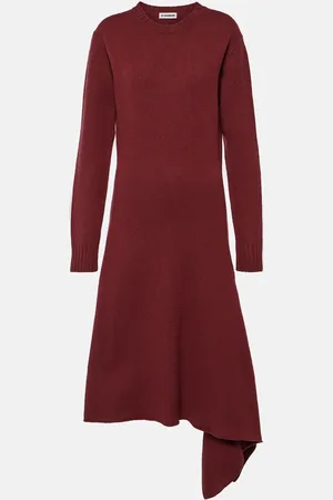 Jil Sander Robe midi asymétrique en laine