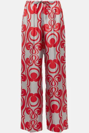 DRIES VAN NOTEN Pantalon ample imprimé en soie