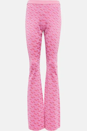 VERSACE Pantalon évasé La Greca en soie mélangée