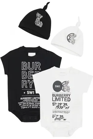 Burberry Bébé – Set de 2 bodys et bonnets en coton mélangé