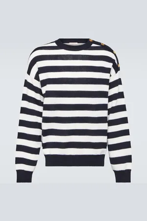 VALENTINO Pull rayé en coton et laine
