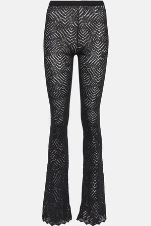 Alessandra Rich Pantalon évasé en dentelle à ornements