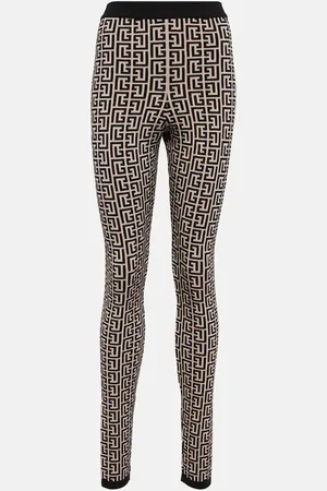 Balmain Legging à taille haute en laine mélangée