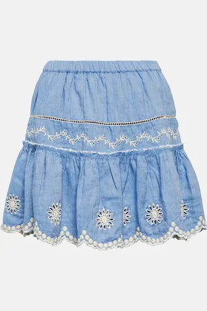 LOVESHACKFANCY Mini-jupe Cava brodée en coton et lin