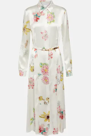 GABRIELA HEARST Robe midi Jane en soie à fleurs