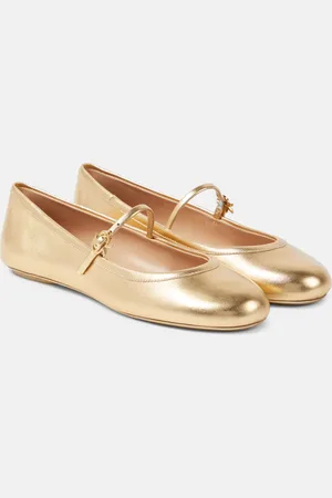 Gianvito Rossi Ballerines Carla en cuir métallisé
