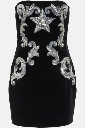 Balmain Robe bustier en velours à ornements