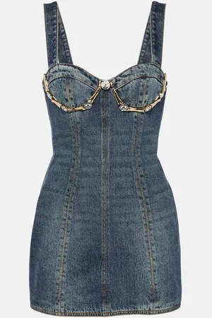 AREA Robe Claw en jean à ornements