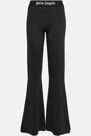 Palm Angels Pantalon évasé imprimé à taille mi-haute
