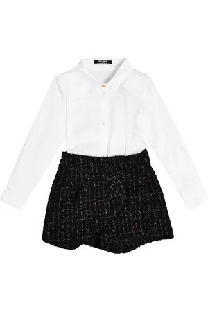 Balmain Robe chemise en coton et laine mélangés