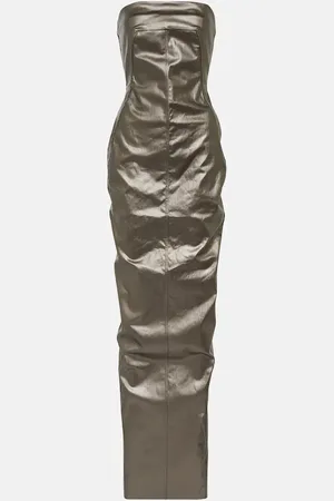 Rick Owens Robe longue Lido en jean enduit