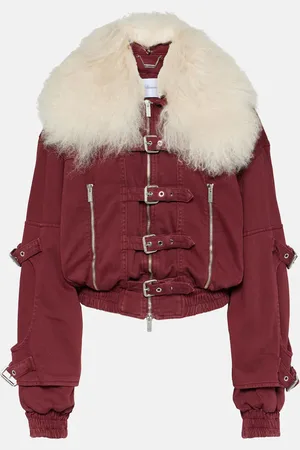 BLUMARINE Veste raccourcie en jean et shearling