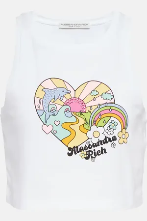 Alessandra Rich Top raccourci imprimé en coton