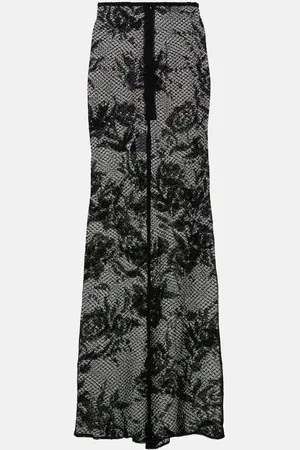Alaïa Alaïa Jupe longue en résille à fleurs
