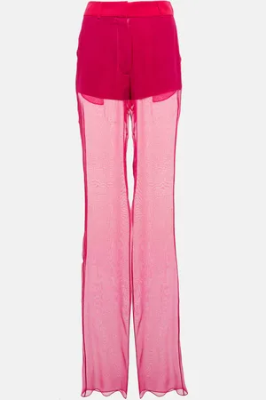 Nensi Dojaka Pantalon ample à taille mi-haute en soie