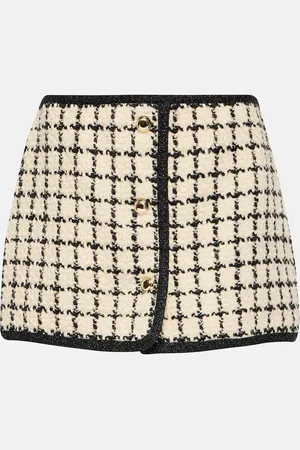 Miu Miu Mini-jupe en laine et coton à carreaux
