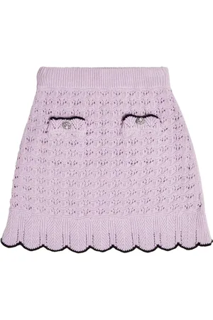 Self-Portrait Mini-jupe en crochet de coton et laine