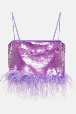 GIUSEPPE DI MORABITO Top raccourci à sequins et plumes