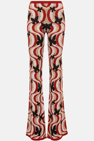 Alessandra Rich Pantalon évasé à taille haute imprimé