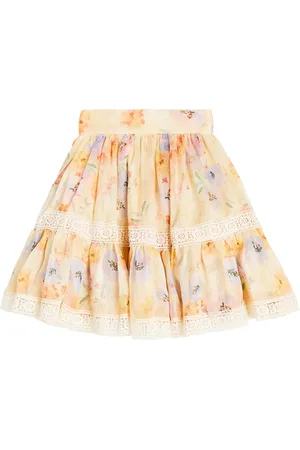 Petite Amalie Jupe en soie et lin à fleurs