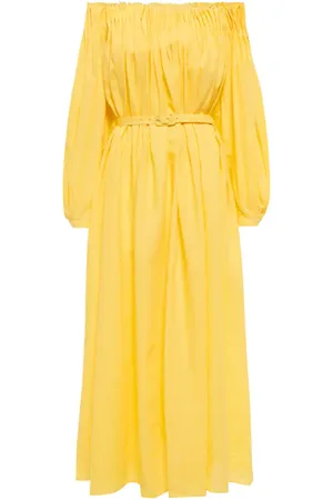 GABRIELA HEARST Robe longue Martha en lin à encolure bardot