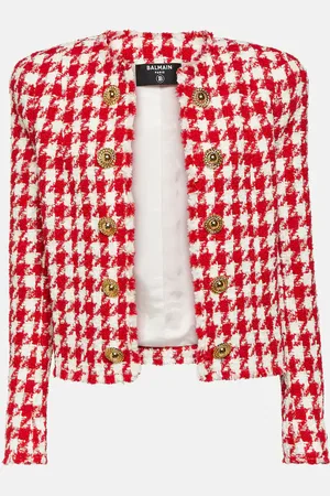 Balmain Veste en tweed à carreaux