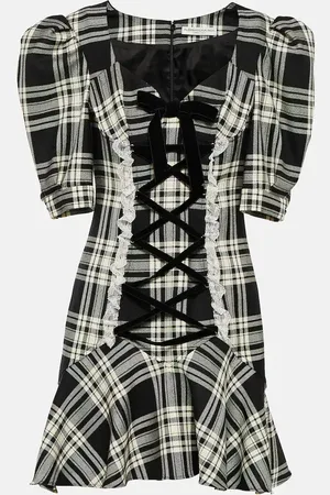 Alessandra Rich Robe en laine à carreaux