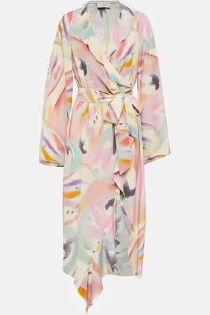 Etro Robe portefeuille midi asymétrique imprimée