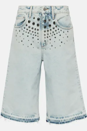 Alessandra Rich Bermuda en jean à ornements
