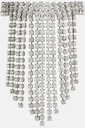 Alessandra Rich Collier à franges et cristaux
