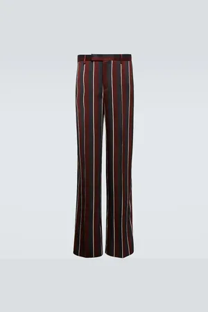 VERSACE Pantalon droit rayé à taille haute en crêpe