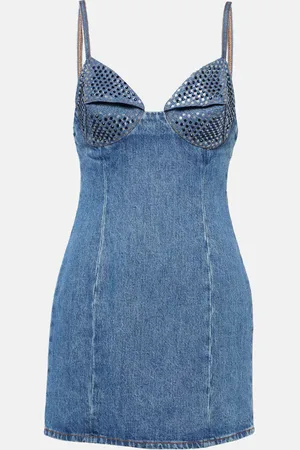 AREA Robe en jean à cristaux