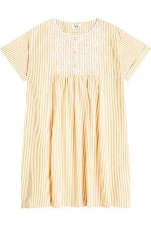 Il gufo Robe rayée et brodée en coton